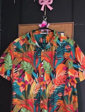 Men's Tropical Print Short-Sleeve Shirt - Multicolor